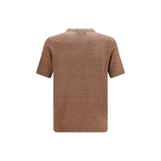 Brunello Cucinelli Mens Brown Linen T-Shirt