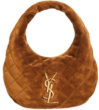 Saint Laurent Icarino Quilted Suede Top Handle Bag in Caramel Cognac at Nordstrom