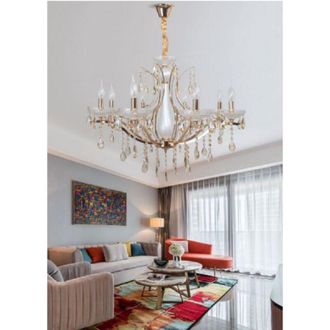 Trade Shop Lampadario a Sospensione Soffitto Classico 8 Bracci E14 Effetto Cristallo A60-8 - - Trade Shop Traesio