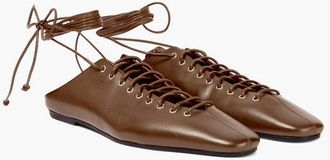 Dries Van Noten Leather Lace-Up Mules With Leather Sole size 36,5