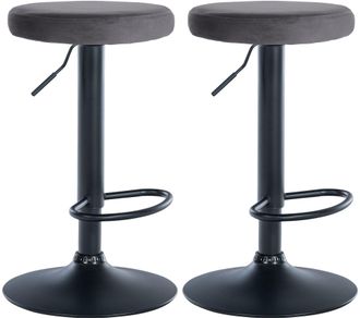 Clp Clp - Set De 2 Taburetes De Bar Ponte En Terciopelo Gris Oscuro Metal Negro Mate