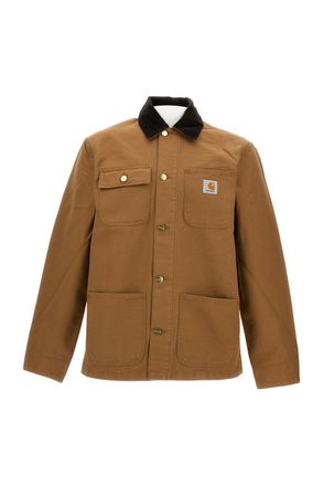 Carhartt Work in Progress Oversized Cotton Jacket with Ribbed Collar and Logo Detail