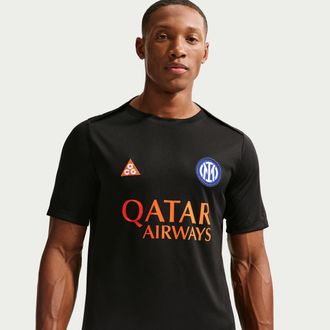 Nike Mens Inter Milan Academy Pro SE Nike ACG Dri-FIT Soccer Short-Sleeve Pre-Match Top in Black | IB3807-010