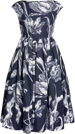 Erdem Abito midi smanicato a fiori - Blu