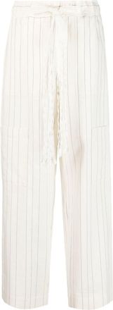Wales Bonner wide-leg striped trousers - women - Linen/Flax/Cotton/Acetate - 40 - Neutrals
