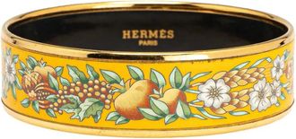 Herm&egrave;s 1990-2010 Wheat and Fruits Bangle GM brede emaille armband - Goud