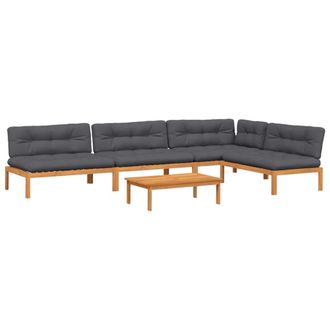 vidaXL Set De Sof&aacute;s De Palets De Jard&iacute;n Y Cojines 5 Pzas Madera Acacia Vidaxl