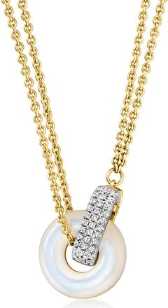 Ross-Simons Mother-Of-Pearl Circle Necklace With Lab-Grown Diamonds in 18kt Gold Over Sterling