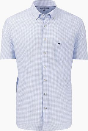 Fynch-Hatton Mens FYNCH-HATTON SHORT SLEEVED OXFORD SHIRT BLUE CHECK - Size: 46