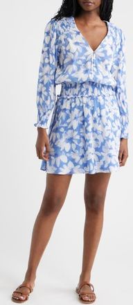 Rails Zana Floral Smocked Long Sleeve Dress in Blue Amaranth at Nordstrom, Size Xx-Large