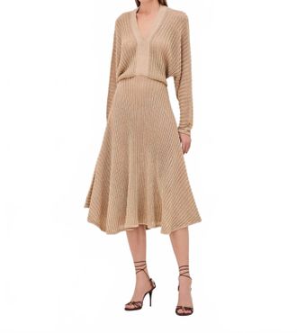 Alexis Heida Midi Dress In Gold