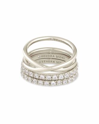 Kendra Scott Womens Livy Ring - Set Of 3 In Rhodium Metal