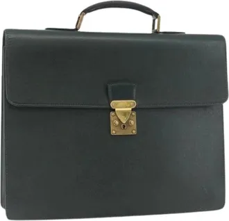 Louis Vuitton Pre-owned Handbags, female, Green, Size: ONE SIZE Pre-owned Taiga Leather Business Bag