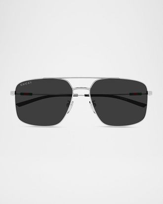 Gucci Men & apos;s GG2096SA-001 Metal Rectangle Sunglasses