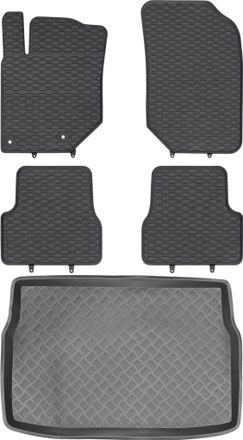 OEM Peugeot 208 Ii Hatchback A Partir De 2019 Set - Alfombrillas De Goma Para Coche + Alfombrilla Para Maletero
