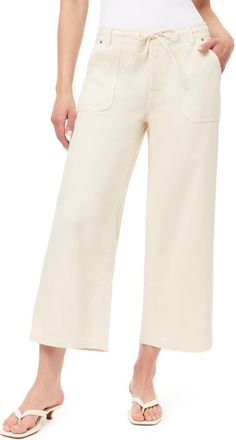 Kensie Drapey Easy Cropped Drawstring Pants in Ecru at Nordstrom Rack, Size 12