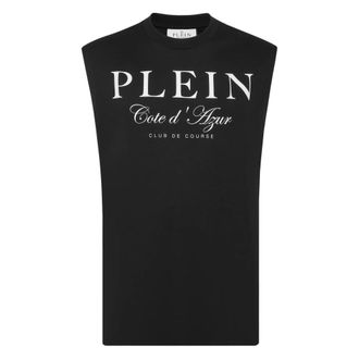 Philipp Plein Tops, Heren, Zwart, XL, Katoen, T-shirt Round Neck SS Club The Course