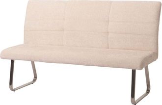 Hhg Hhg - Banco 221, Banco De Comedor, Acero Inoxidable Cepillado Tejido/textil Chenilla Oeko-tex, 180cm, Crema