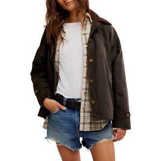 Free People Cori Waxed Cotton Jacket in Olive at Nordstrom Rack, Size X-Large