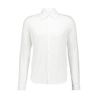 Majestic Filatures Witte Katoenen Ambachtelijke Geverfde Shirt - Heren - Zakelijke Overhemden - Wit - L - Katoen - Overhemden