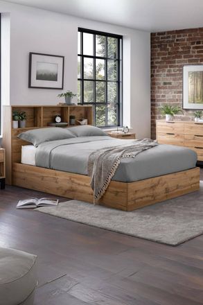 Julian Bowen Bali Bookcase Ottoman Storage Bed in Natural | Size: Single
