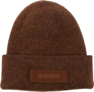 Jacquemus Brown Logo Beanie Cap