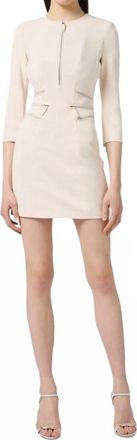 Elisabetta Franchi Double Layer Crepe Zip Dress In Milk