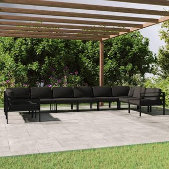 vidaXL Set Muebles De Jard&iacute;n 10 Pzas Y Cojines Aluminio Gris Antracita Vidaxl