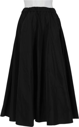 Aspesi Voluminous Black Midi Skirt With Flared Silhouette