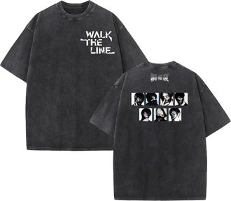 Generic Walk The Line T-Shirt 2025 World Tour Desire:Unleash Graphic Supp-ort Washed Oversize Cotton Shirt(A,M)