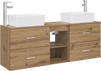 vidaXL Juego De Muebles De Ba&ntilde;o 3 Uds. Roble Artisan 53 X 34,5 X 63 Cm Vidaxl