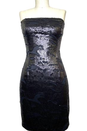 Ariella Sequin Strapless Little Black Mini Dress