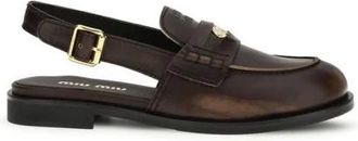 Miu Miu Loafers, female, Brown, Size: 8 1/2 US Bos Taurus Slip-On Loafers