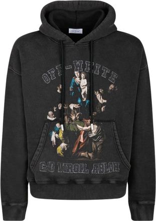 Off-white Graphic Print Hoodie - Heren - Hoodies - Zwart - M - Katoen - Hoodies & sweatvesten
