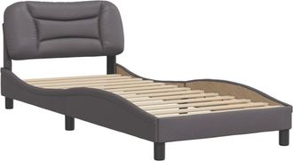 vidaXL Vidaxl - Estructura De Cama Sin Colch&oacute;n Cuero Sint&eacute;tico Gris 90x200 Cm