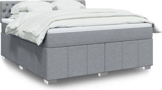 vidaXL Vidaxl - Cama Box Spring Con Colch&oacute;n Tela Gris Claro 180x200 Cm