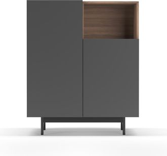 HERDASA Mueble Aparador En Melamina, Colecci&oacute;n Printed (602-1), Con 2 Puertas, En Nogal Y Grafito