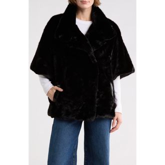 La Fiorentina Faux Fur Cape in Black at Nordstrom Rack