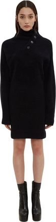 Atlein Asymmetrische Hals Trui Jurk - Dames - Kleedjes - Blauw - M - Wol - Kleedjes