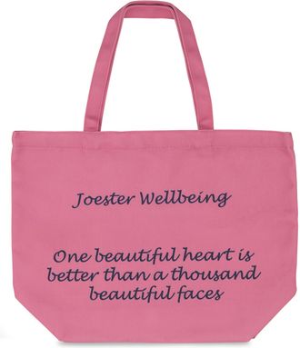 Generic Joester Wellbeing - Cotton/Canvas Tote Bag. (Quote 8: One beautiful heart is better than a thousand beautiful faces, Plush Pink)
