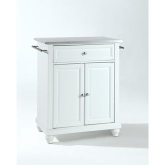 Crosley Furniture Cambridge Stainless Steel Top Portable Kitchen Island/Cart White/Stainless Steel