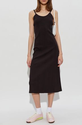Lacoste Dress With Logo Patch, Womens, Brown