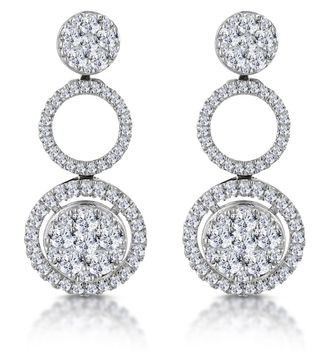 The Diamond Store Athena Diamond Circle Multi Wear Earrings 1.3ct Set in 18K White Gold