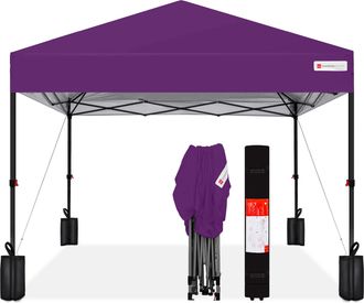 Best Choice Products 8x8ft Easy Setup Pop Up Canopy w/ 1-Button Setup, Wheeled Case, 4 Weight Bags