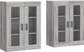 vidaXL Wall Mounted Cabinets 2 pcs Grey Sonoma Engineered Wood Vidaxl