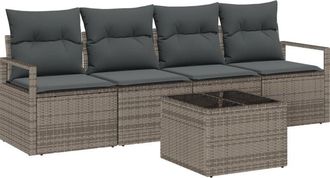 vidaXL Vidaxl - Garden Sofa Set 5 pcs Brown, Cream 55 x 55 x 37 cm Poly Rattan
