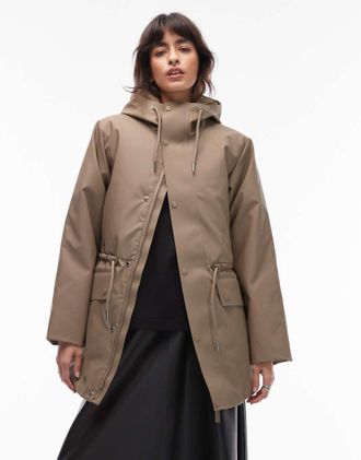 Rains 21500 Nome - Parka impermeabile beige con coulisse-Neutro