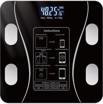 OEM Balanza Inteligente Con An&aacute;lisis Corporal: Mide El Imc, La Masa Grasa Y Muscular, Recargable Por Usb, Hasta 180 Kg, Color Negro