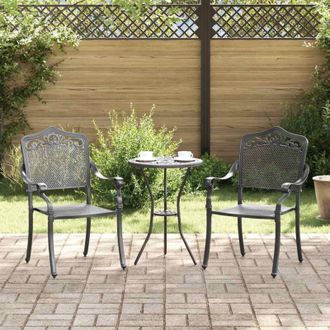 vidaXL Silla De Jard&iacute;n 2 Pcs Negro 55 X 56.5 X 91cm Aluminio Vidaxl