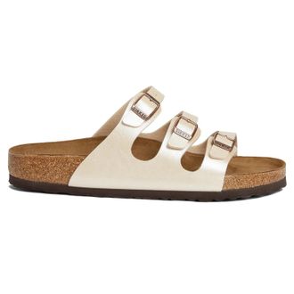 Birkenstock Florida BS Birko-Flor Unisex Slides Sandals - Graceful Pearl White - Size:UK 7